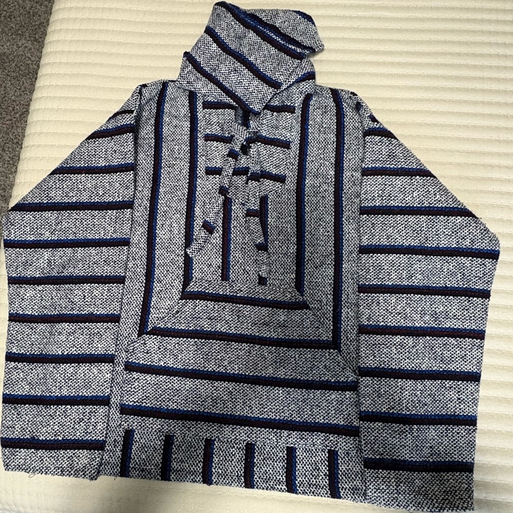 Striped baja hoodie with Lace-Up Detail